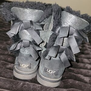 UGG Black Shearling Boots with Bows